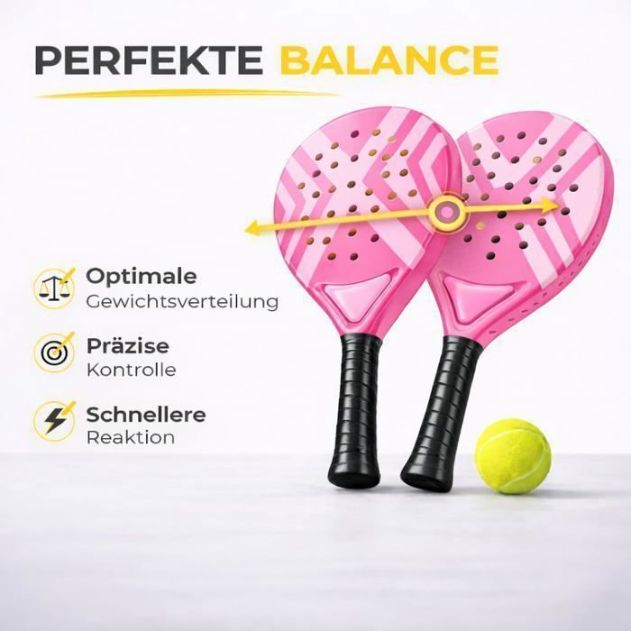 Set de raquettes de padel – Pour adultes professionnelle Raquettes de padel de haute qualité pour débutants & joueurs avancés (rose)