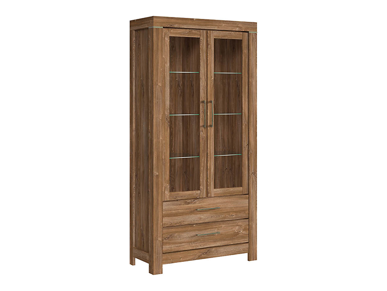 Witryna Gent 98 cm z 2 drzwiami i 2 szufladami dąb stirling
