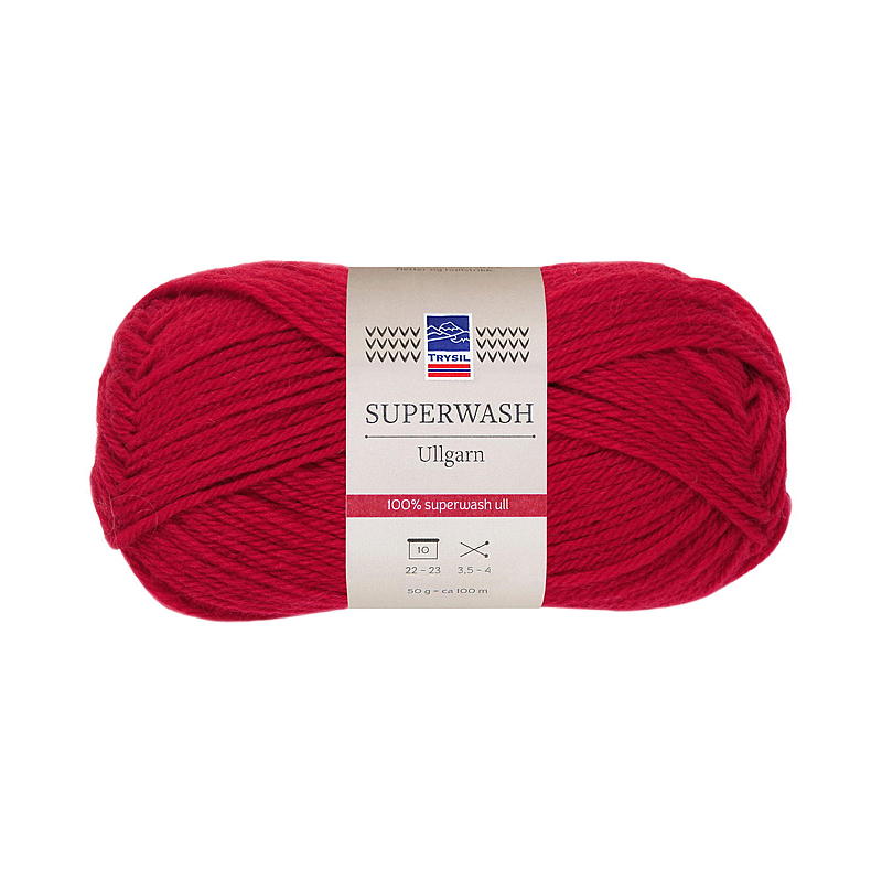 Trysil Superwash uldgarn 100% ren ny uld, rød