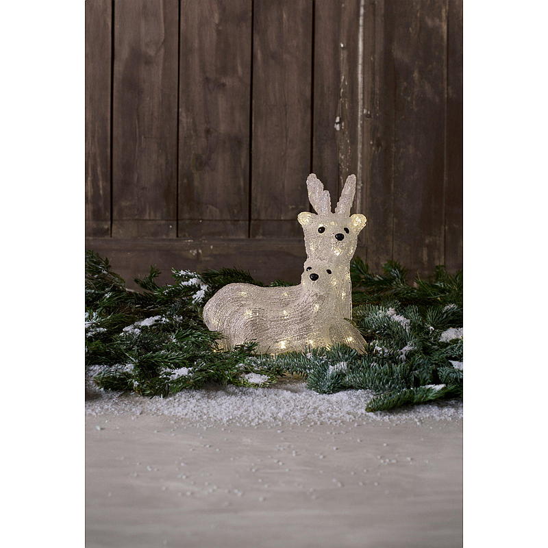 Utomhus julfigur med ljushjort och kalv, 29 cm