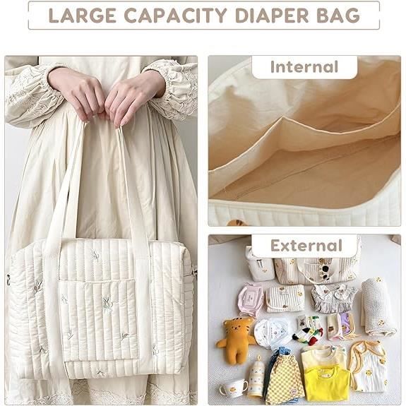 Bolso cambiador grande bordado para bebé, bolso de viaje ligero, bolso cambiador de hombro, bolso de maternidad