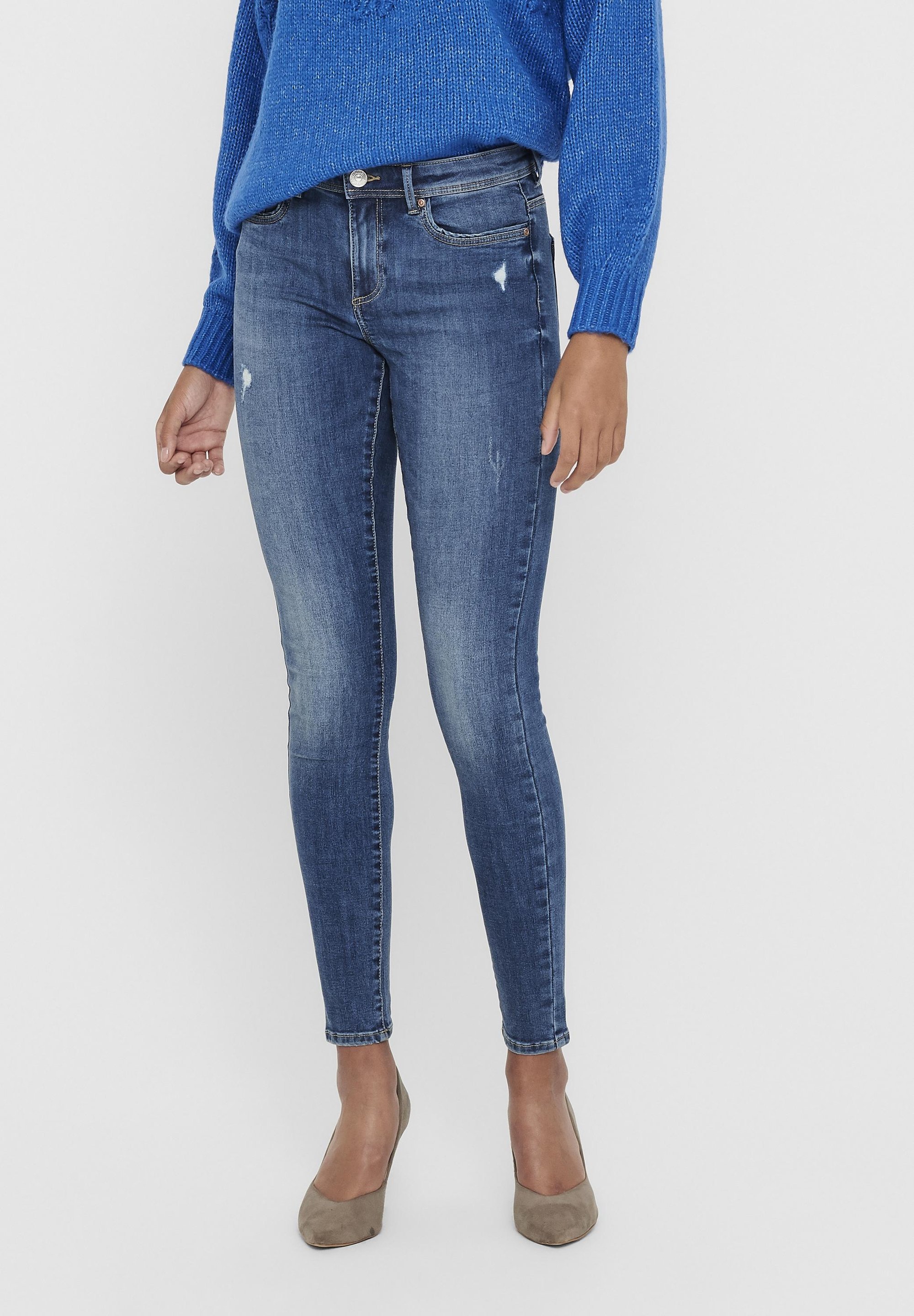 ONLY ONLWAUW LIFE MID - Skinny Fit jeans - mediumblauwe denim