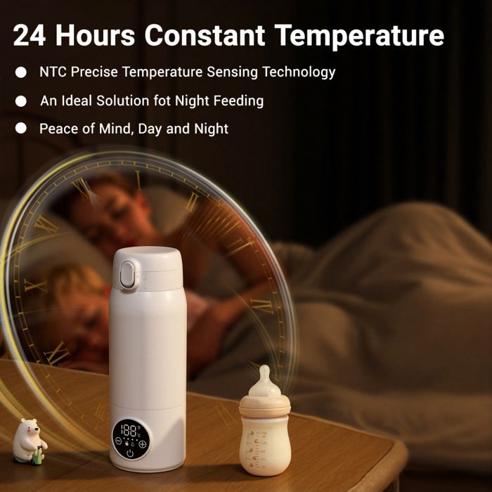 Rechargeable 500ml electric portable bottle warmer with LED display for breast milk and water, for car and travel