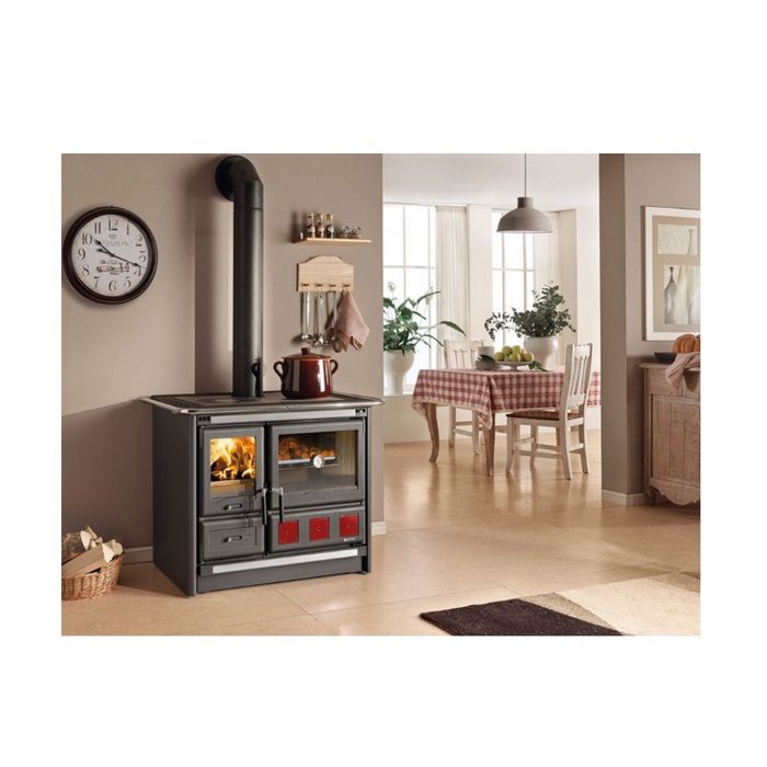 Nordica Extraflame 11kW Antraciet Zwarte Houtkachel - ROSAXXL.16ACIERNOIRANTHRA