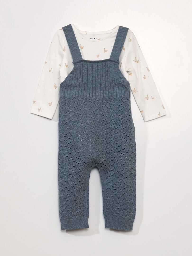 Conjunto de Body e Jardineira para Bebê - 2 Peças - Bege