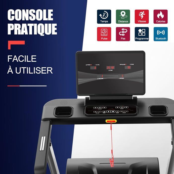 Folding treadmill - METTLEMATIC - T600 - 4.5 HP motor - 18 km/h - 18-level automatic incline