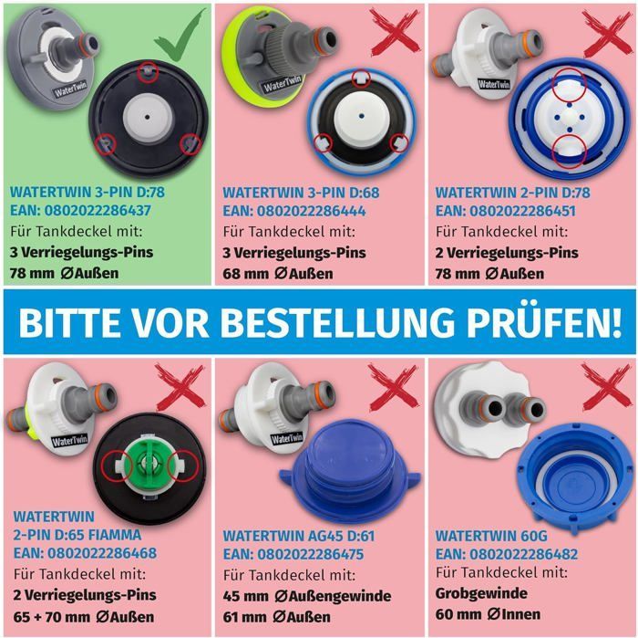 Adaptateur de bouchon de réservoir d‘eau avec connexion pour système Gardena Camping-car,caravane,bateau Fonction de débordement et