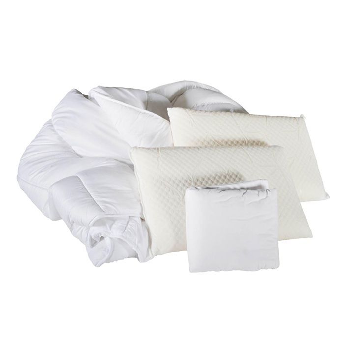 Conjunto de cama completo: Travesseiro(s) + Protetor de colchão + Edredom branco 160x200 cm