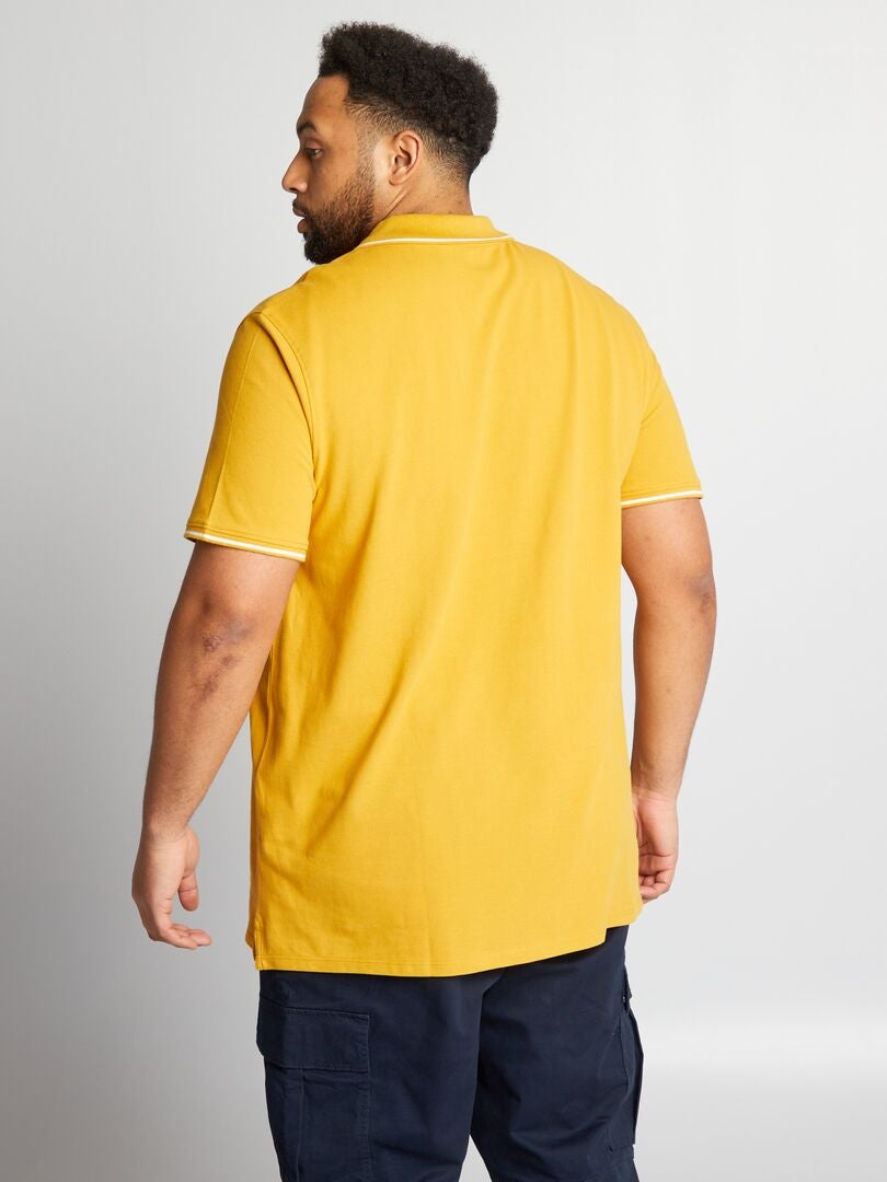 Camisa polo de algodão contrastante - AMARELA