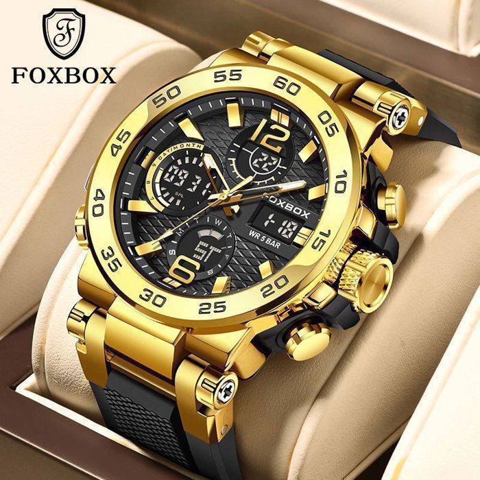 Men's Watch - Men's Sports Watch - Luminous - Lightweight Waterproof Men's Watch for Sports and Leisure - (Black Gold)