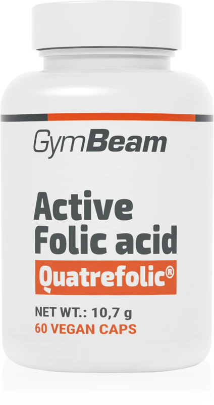Doplněk stravy GymBeam Active Folic Acid (vitamin B9) ve formě kapslí s kyselinou listovou