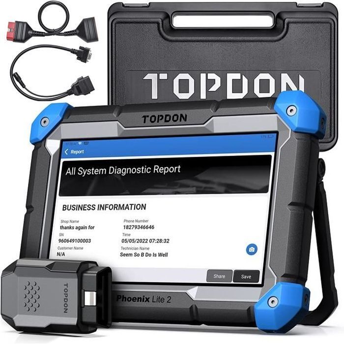 TOPDON Phoenix Lite 2 Outil Diagnostic Auto Contrôle Bidirectionnel Codage ECU Valise de diagnostic 34+ Services Reset en Français