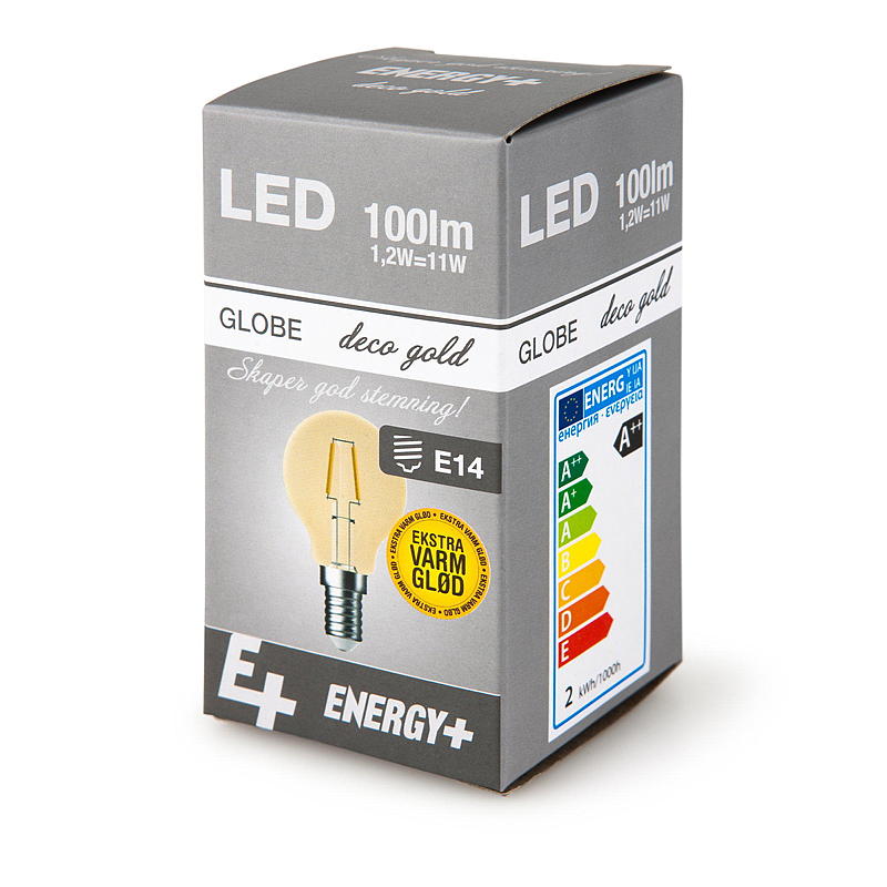 Energi Dekorativ LED-pære 100 lm Gull globe E14 G45