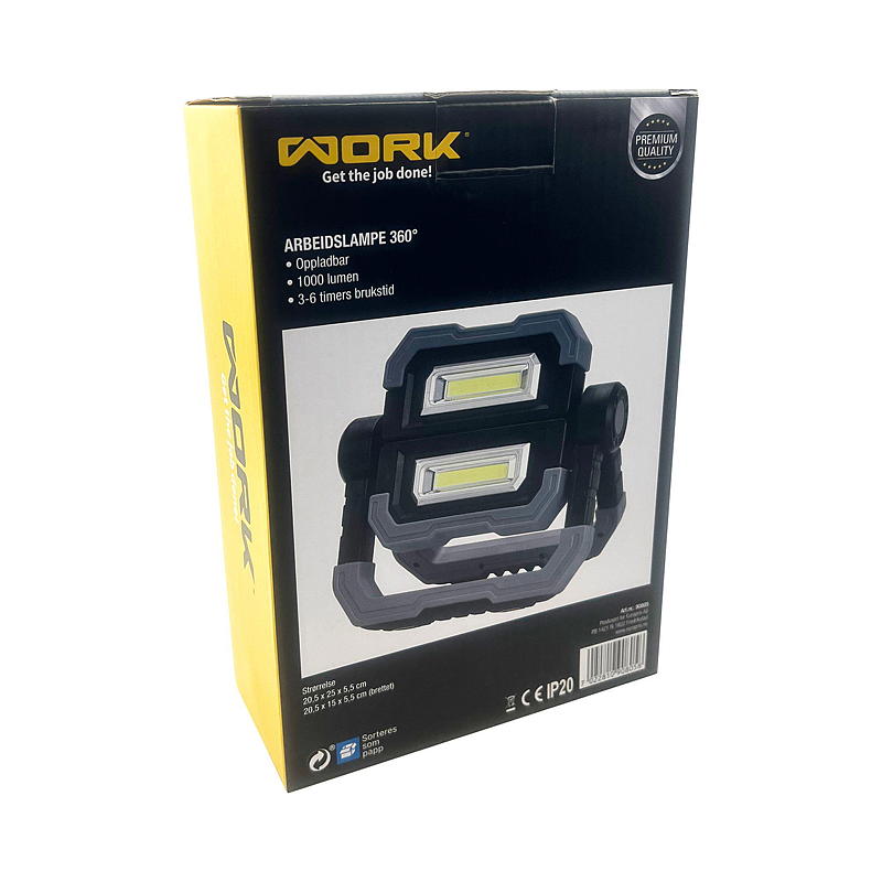 Arbetslampa LED 1000 lm, uppladdningsbar 360°