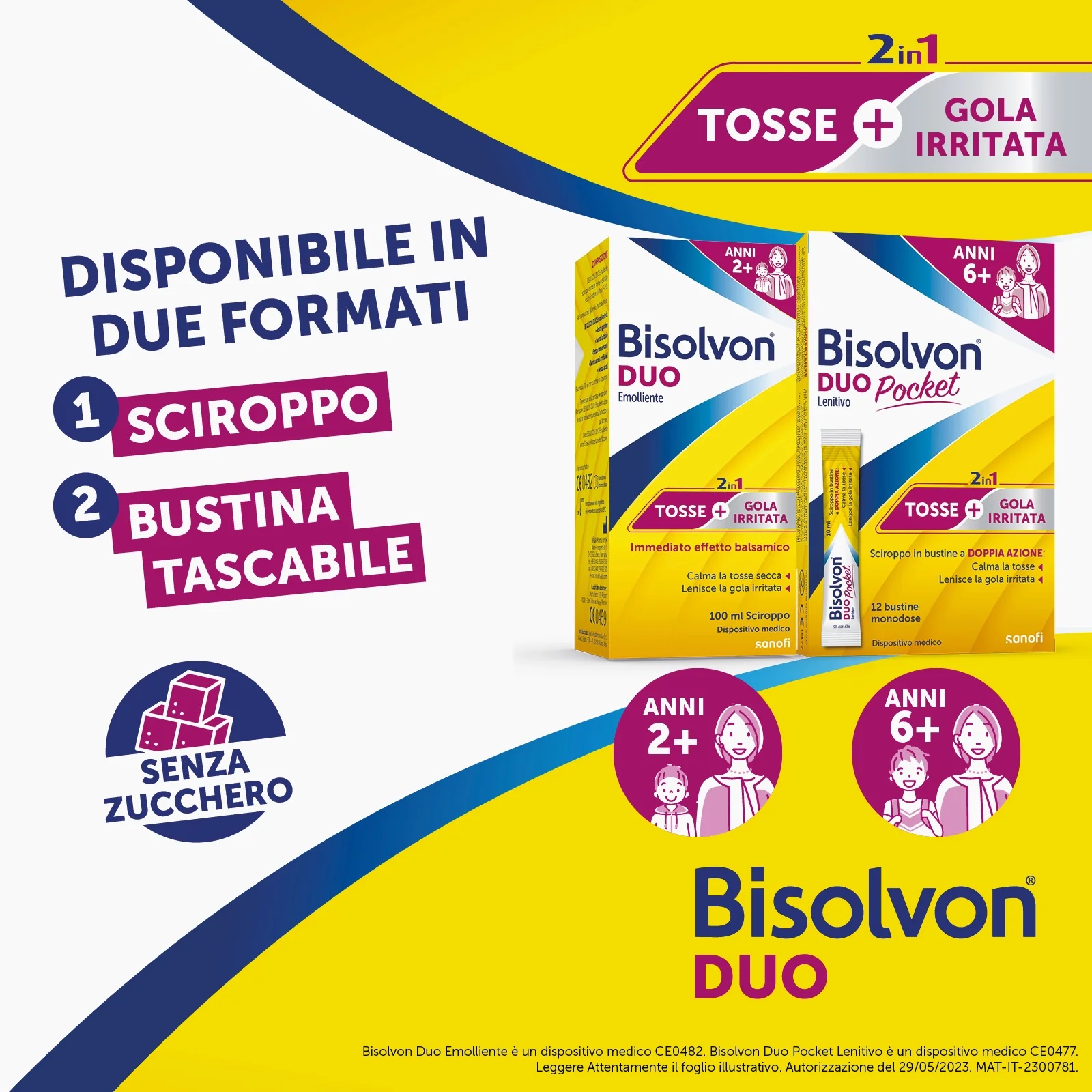 BISOLVON Sirop émollient Bisolvon Duo 100 ml pour la toux et les maux de gorge