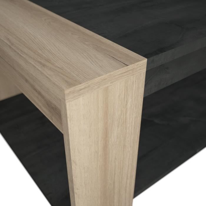 Conjunto de salón SHEFFIELD compuesto por: mesa de centro con doble estante superior e inferior + mueble para TV con 2 cajones - DEMEYERE