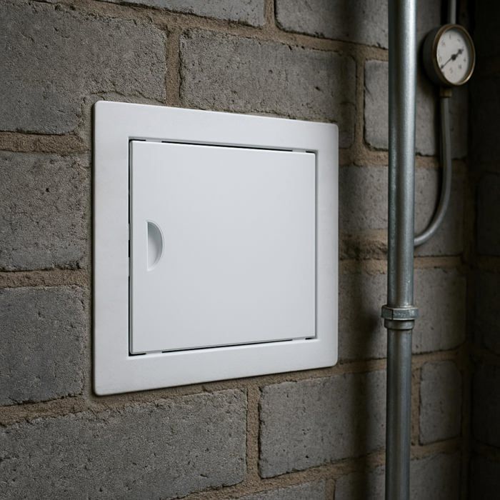Escotilla de inspección de 50x50 cm - Metálica, para inspección, montaje horizontal y vertical - Blanca, botón a presión, ADGO