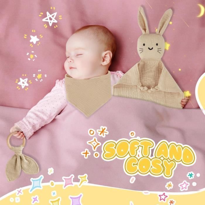 Coffret Cadeau Naissance Bébé,de Dentition et Bavoir Garçons et Filles avec Doudou Bébé,Set de Cadeaux pour la Fête de Bébé(kaki)