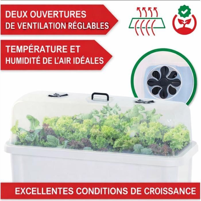 Carré potager sur pied plastique Blanc avec couvercle 76x 66x37cm Jardinière surélevée