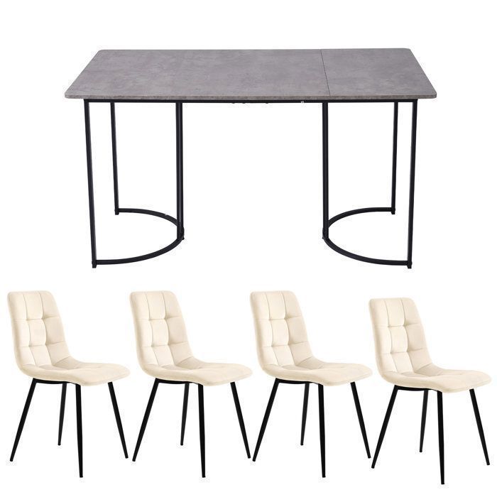 Plaque épaissieNouveau Premium sense Dining Group (Set de 5), table à manger avec 4 chaises, table à manger de cuisine moderne, 14