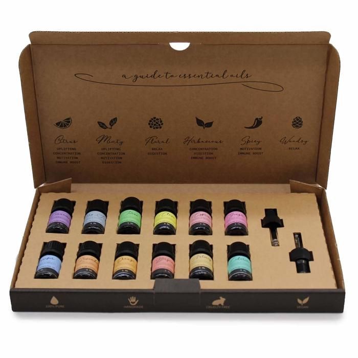 Caja de regalo con set de aceites esenciales para aromaterapia