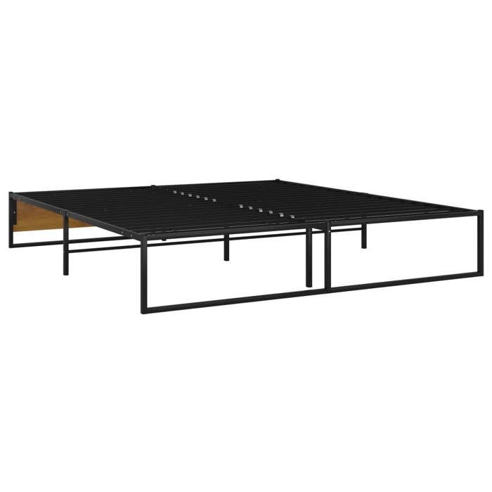 Cama de metal negra de 200 x 200 cm - Carga máxima 150 kg - Estructura de cama - Colchón no incluido - Metal negro 200x200 cm 005_562359
