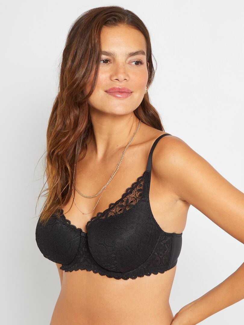 Reggiseno imbottito coppe D ed E - Nero