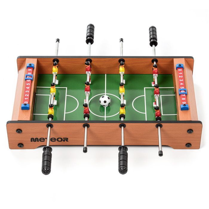 METEOR Derby Tafelvoetbaltafel - Draagbaar en lichtgewicht - 6 spelers - Compact - Natuurlijk hout
