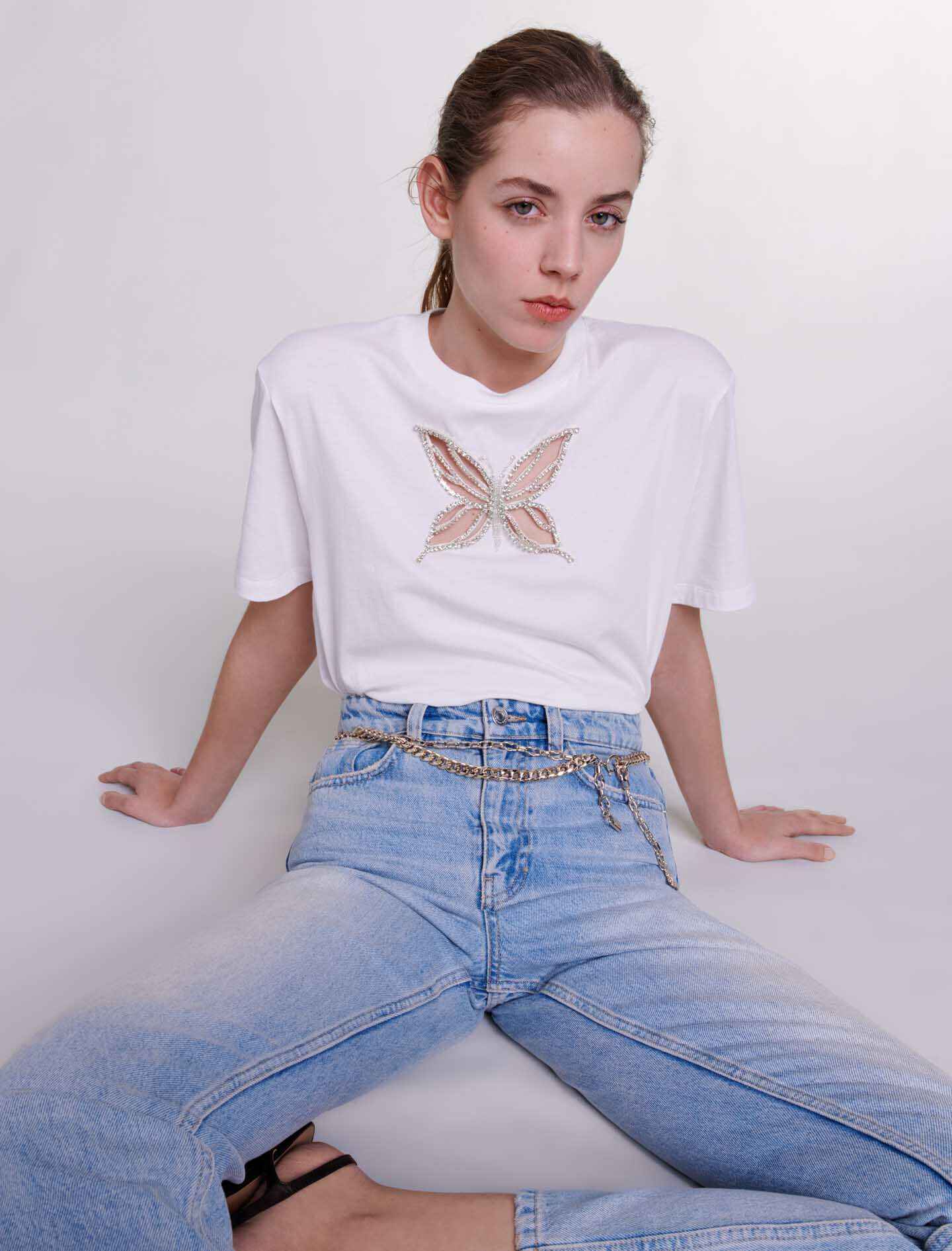 Tricou cu sclipici - Alb