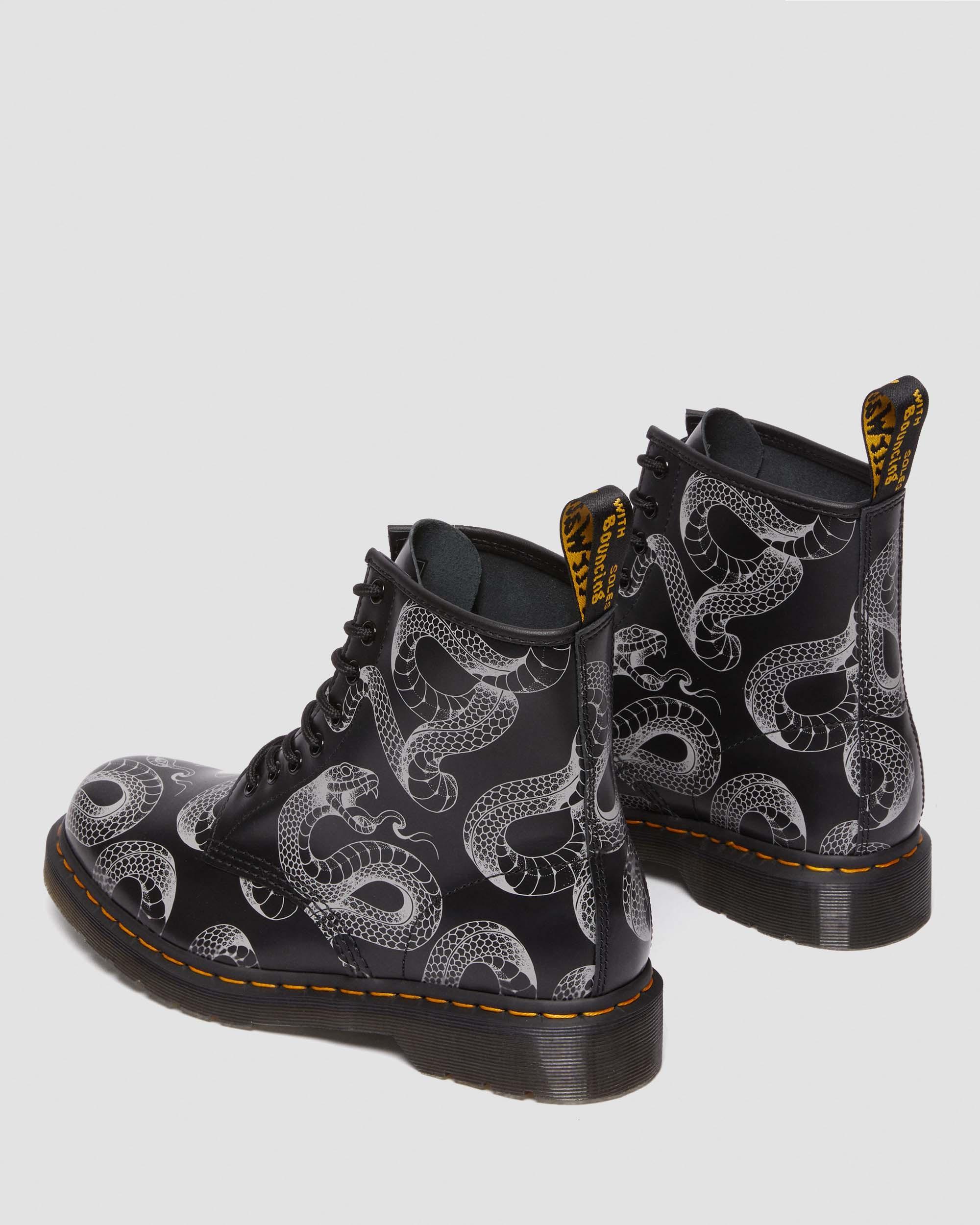 1460 Serpent Print Leather Lace Up Boots