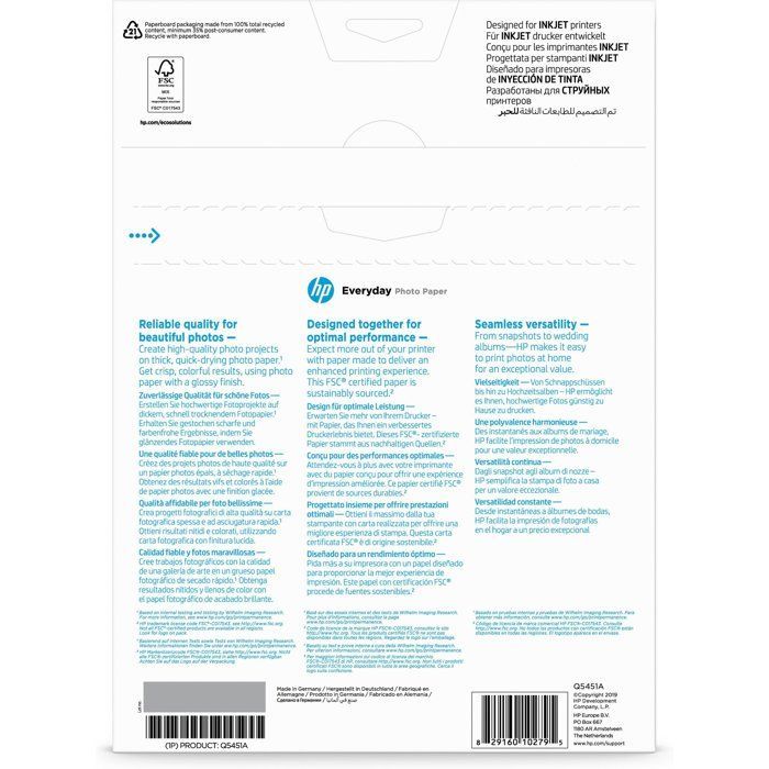 Papel fotográfico HP Q5451A - 25 folhas A4