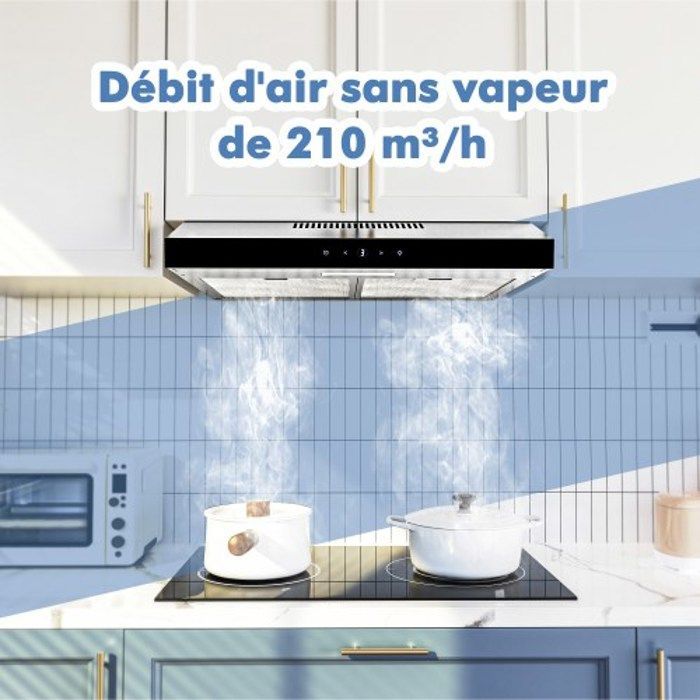 FIREGAS 60cm under-cabinet extractor hood, extraction and recirculation with CC130 filter, touchscreen control