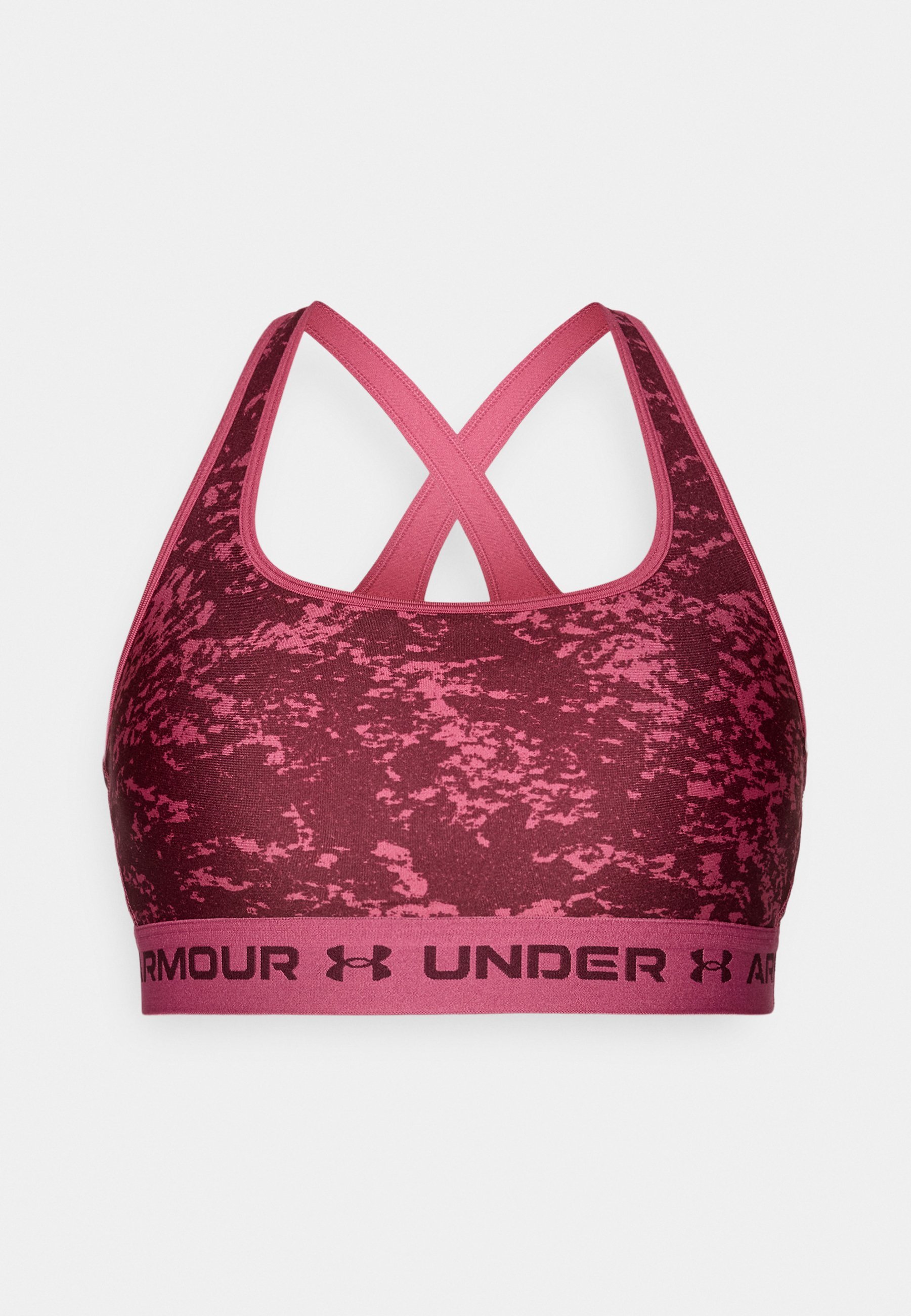 Reggiseno sportivo Under Armour CROSSBACK MID PRINT - Supporto medio - fucsia/marrone scuro