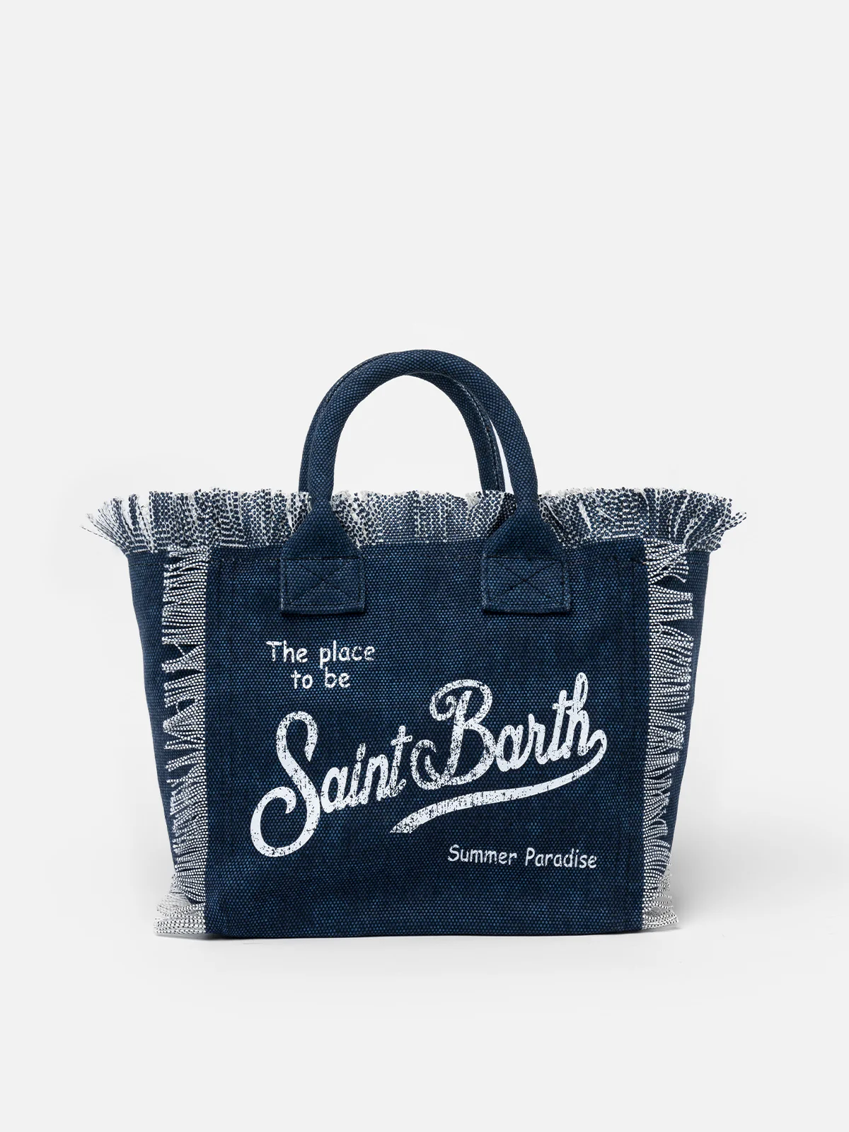 Colette Cotton Canvas Handbag - Indigo Beach Bag with Zip Pocket & Signature Logo | MC2 Saint Barth