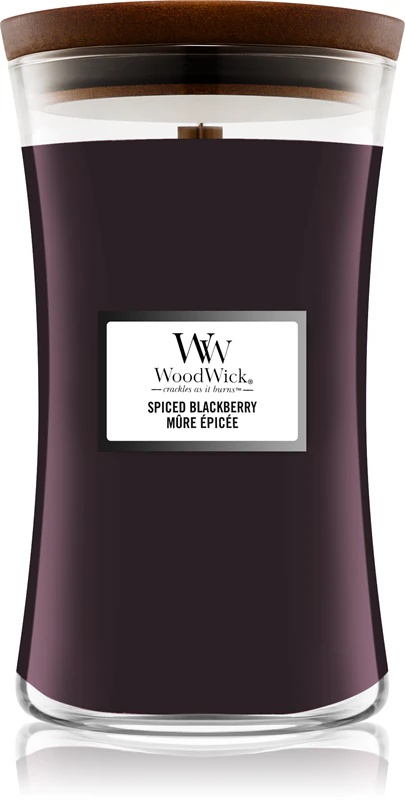 Woodwick Spiced Blackberry aromātiskā svece ar koka dakti
