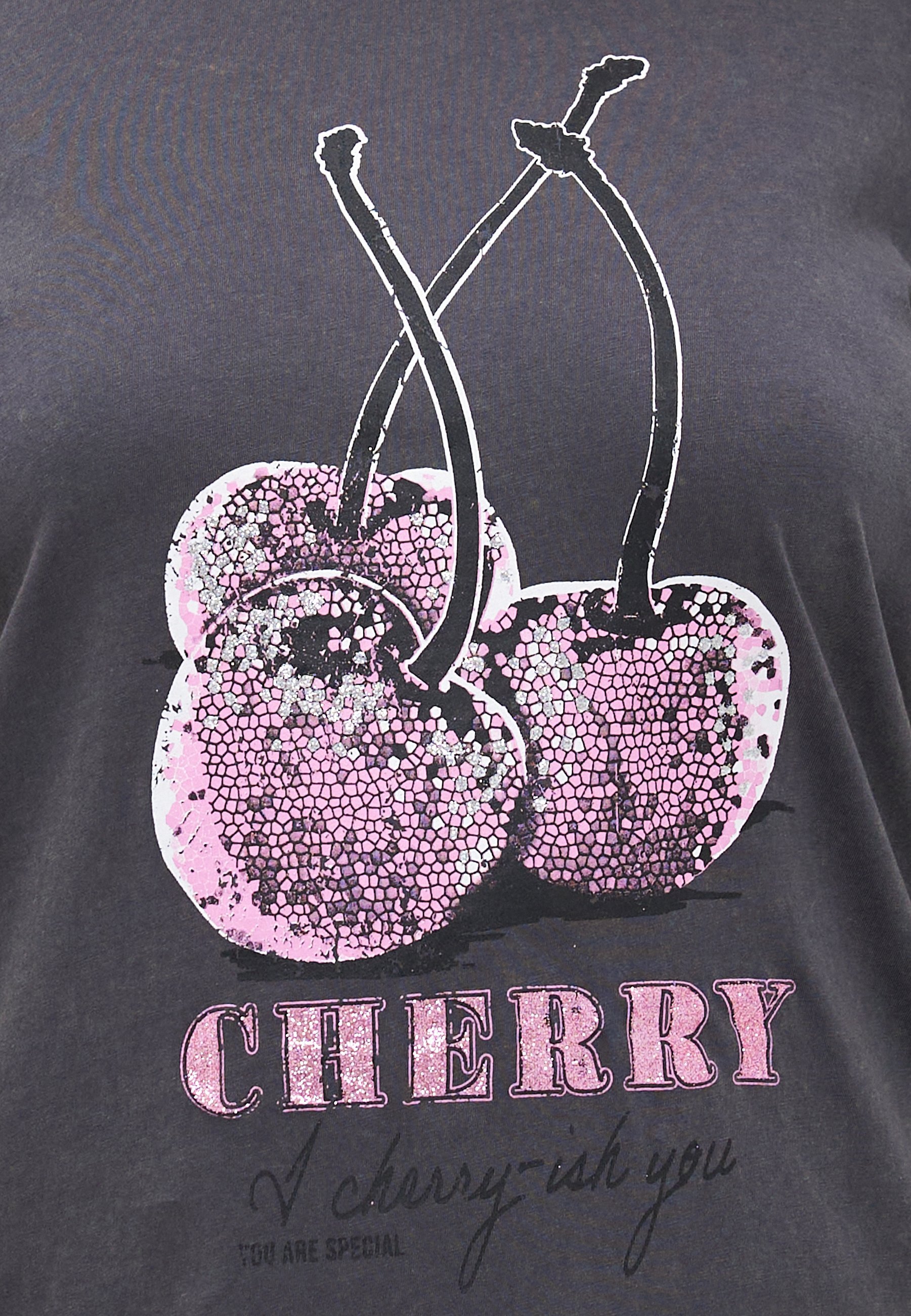 ONLY Carmakoma CARMIKO LIFE WASHED TEE - Tričko s potiskem - blacked pearl