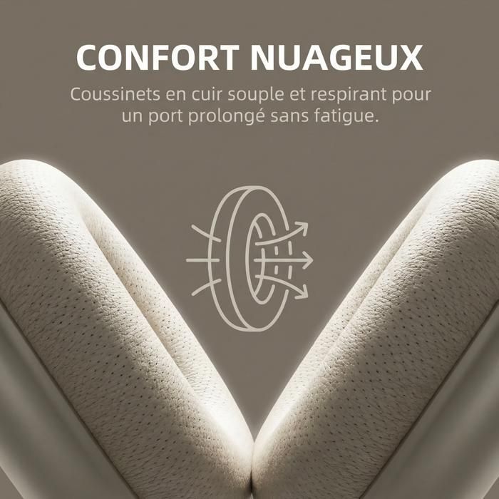 Cuffie wireless - FINGERTIME - Bluetooth 5.4 - Durata della batteria 80 ore - Cancellazione del rumore ANC - Comfort silenzioso - Oro champagne