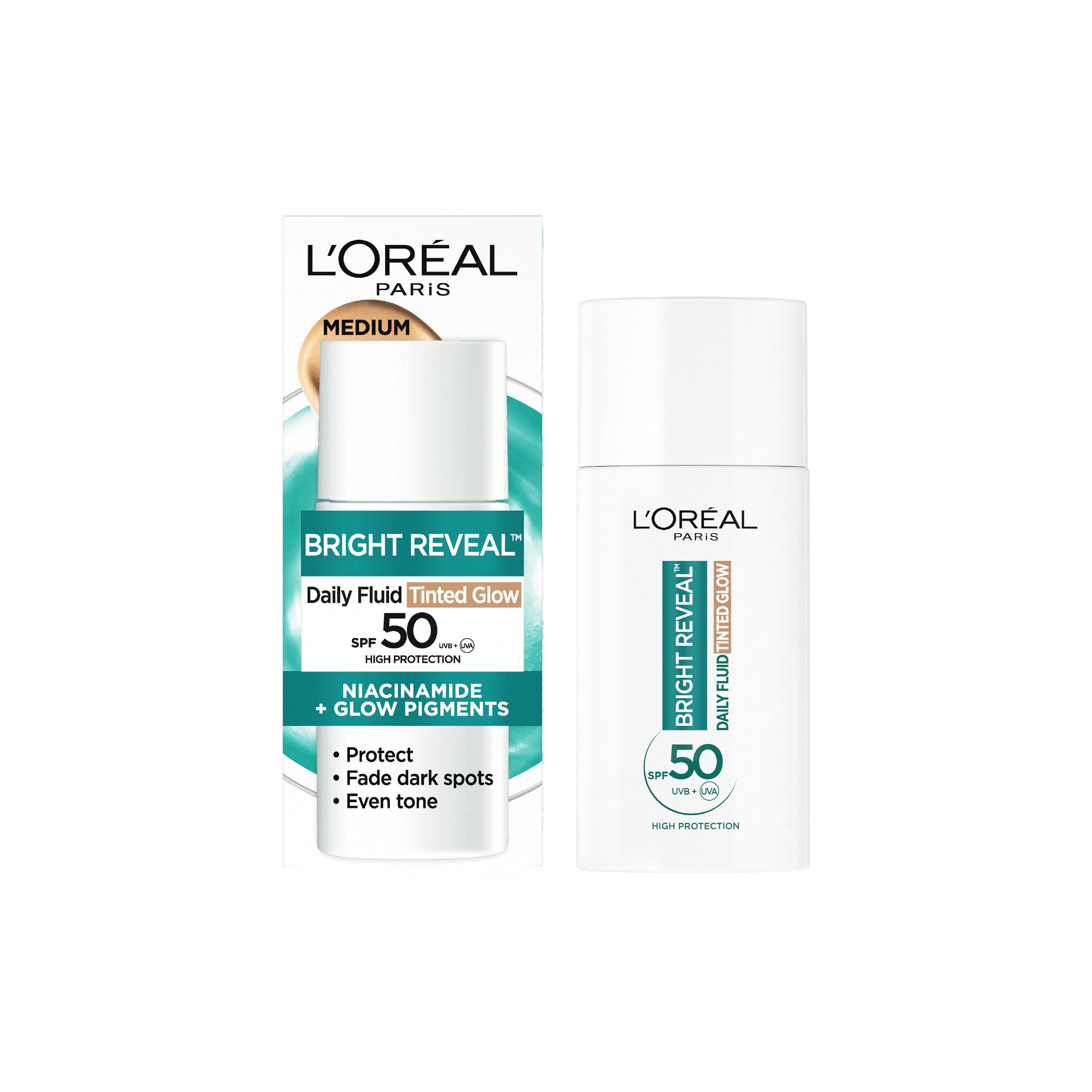 „Bright Reveal“ dieninis fluidas su spalva ir niacinamidu SPF50 Veido kosmetika