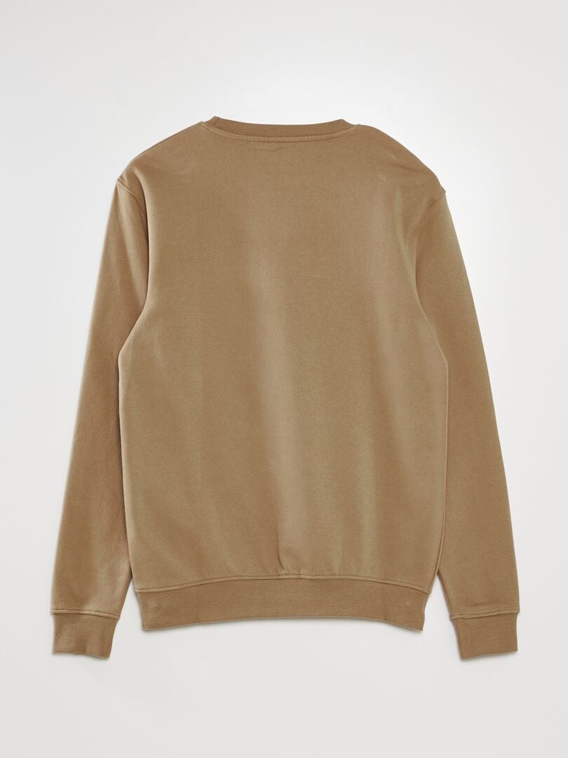 Sweatshirt met ronde hals - BEIGE