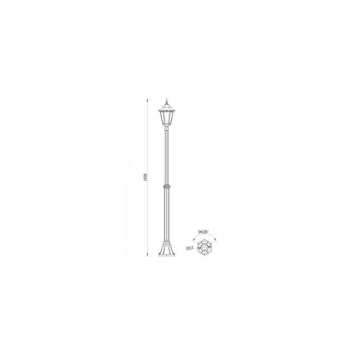 Lampadaire Extérieur en Saillie sur Pied 185 cm Black Traditional  Noir