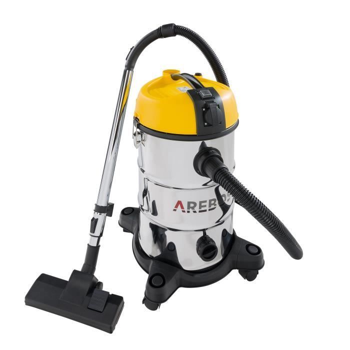 AREBOS Industrial Vacuum Cleaner | Wet and Dry Vacuum Cleaner | 5-in-1 | 1300W | 30L | Stainless Steel