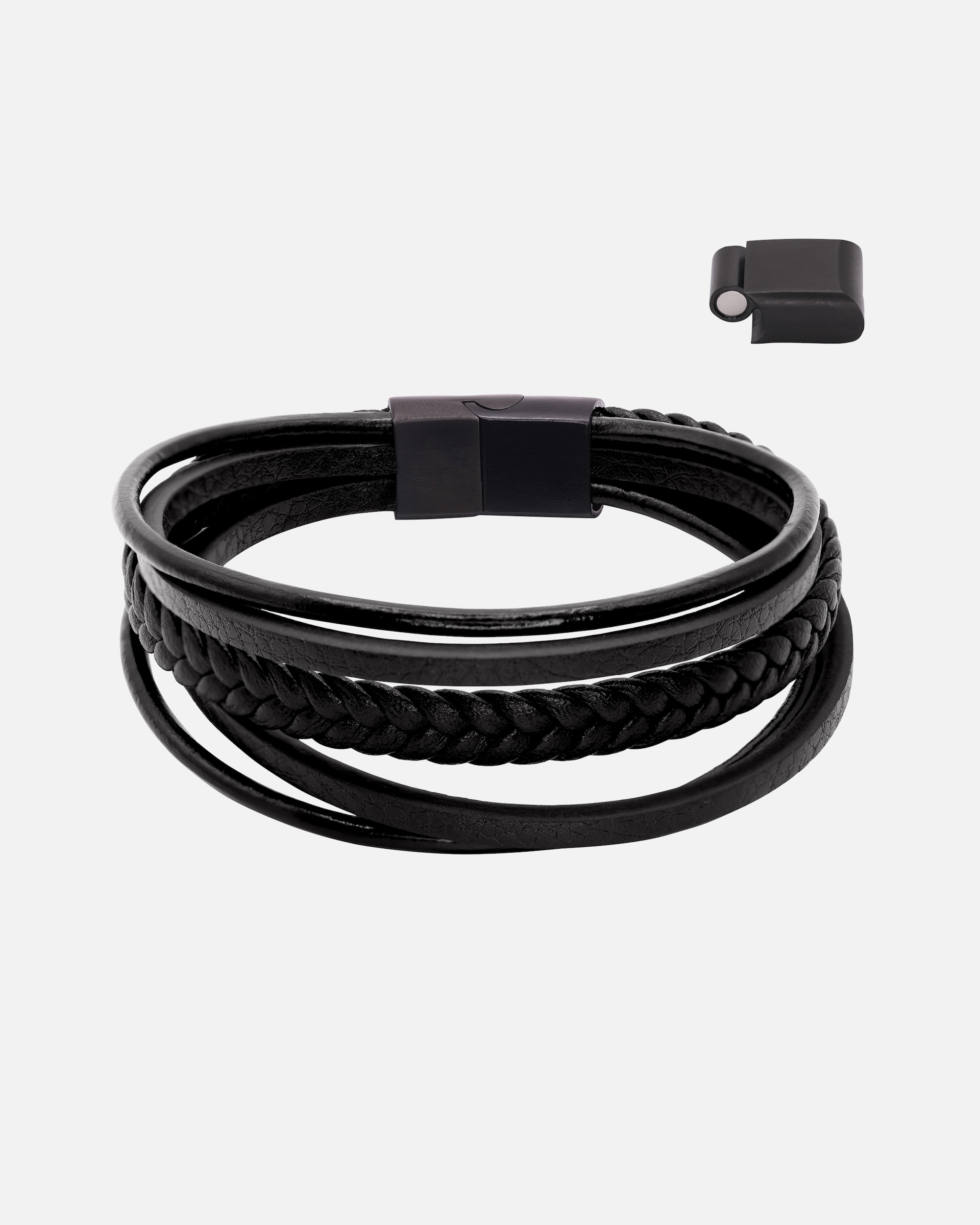 Heideman Bracelet en cuir Joris noir