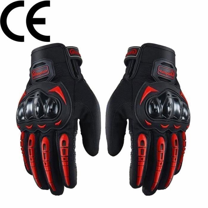 Guantes de moto, unisex, para scooter de entretiempo, transpirables y compatibles con pantallas táctiles para coche, moto y bicicleta - Rojo