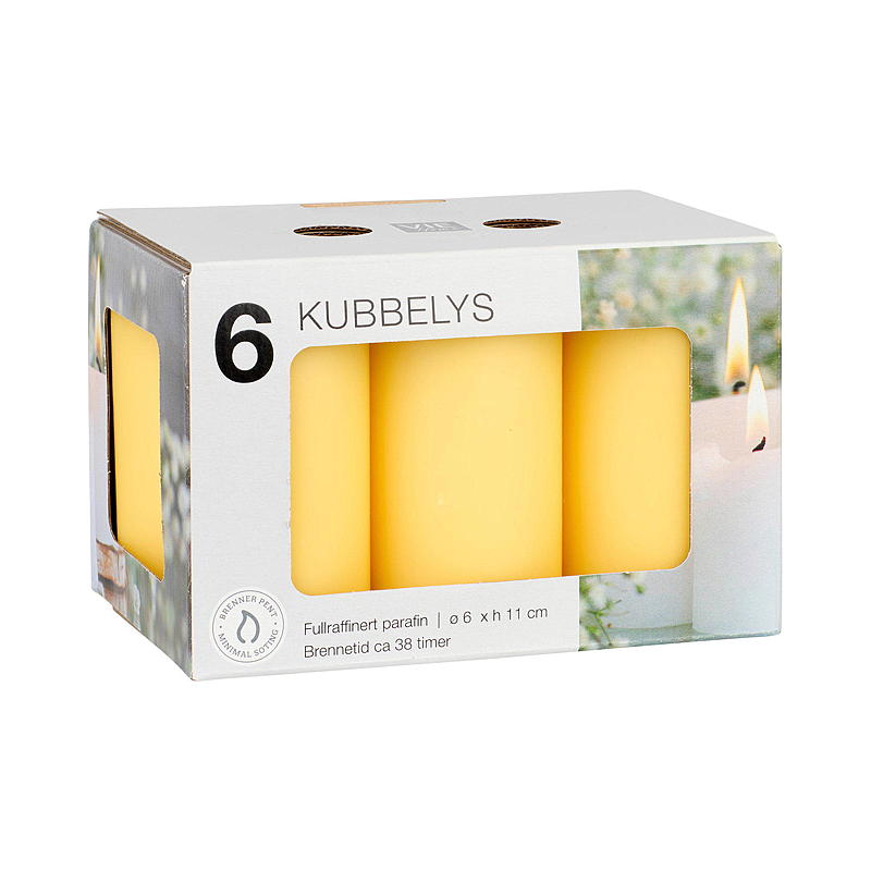 Vie Home Cube -valaisin 6 kpl, 6 x 11 cm, keltainen