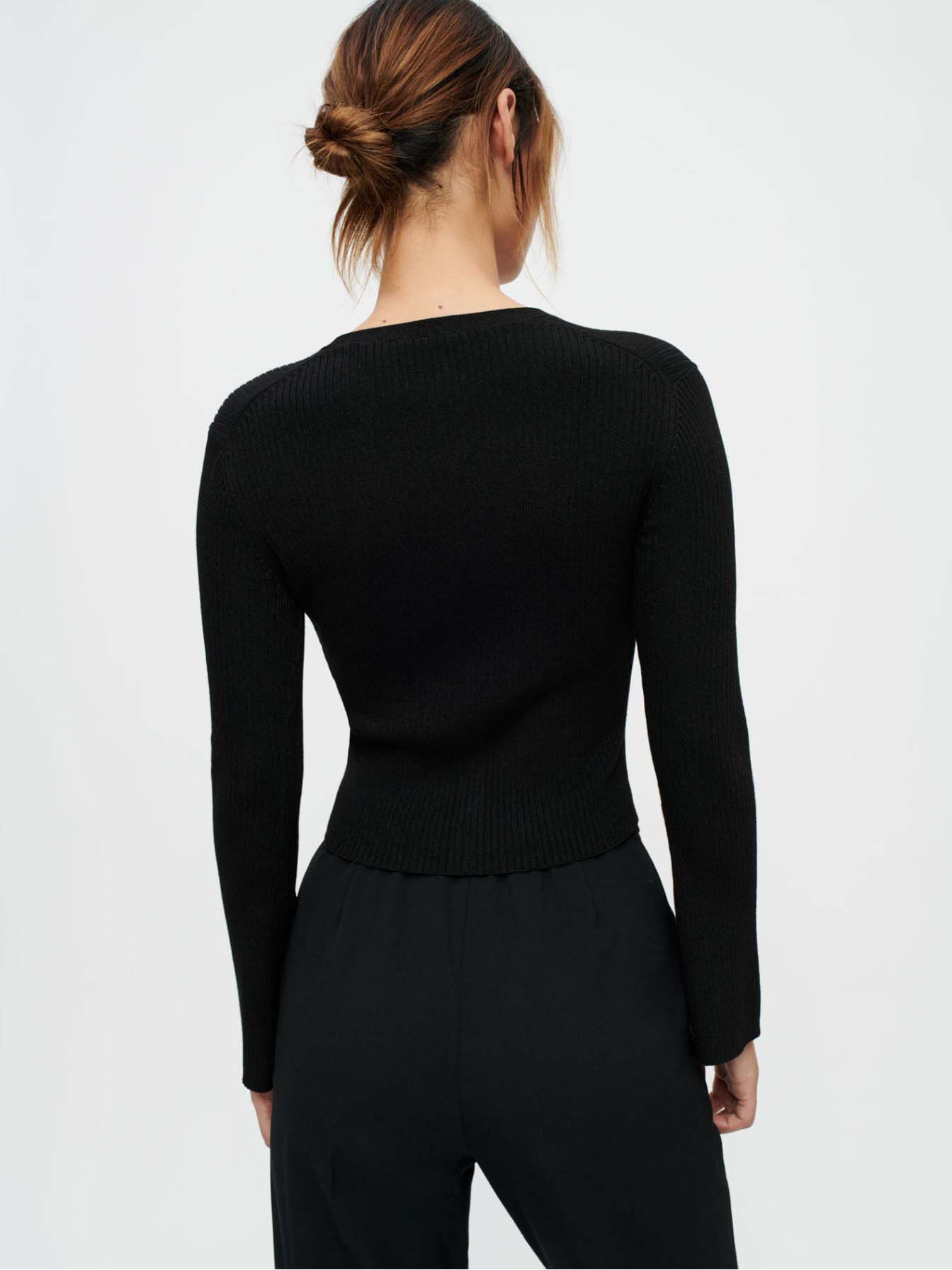 Cardigan tricotat ușor strălucitor - Negru