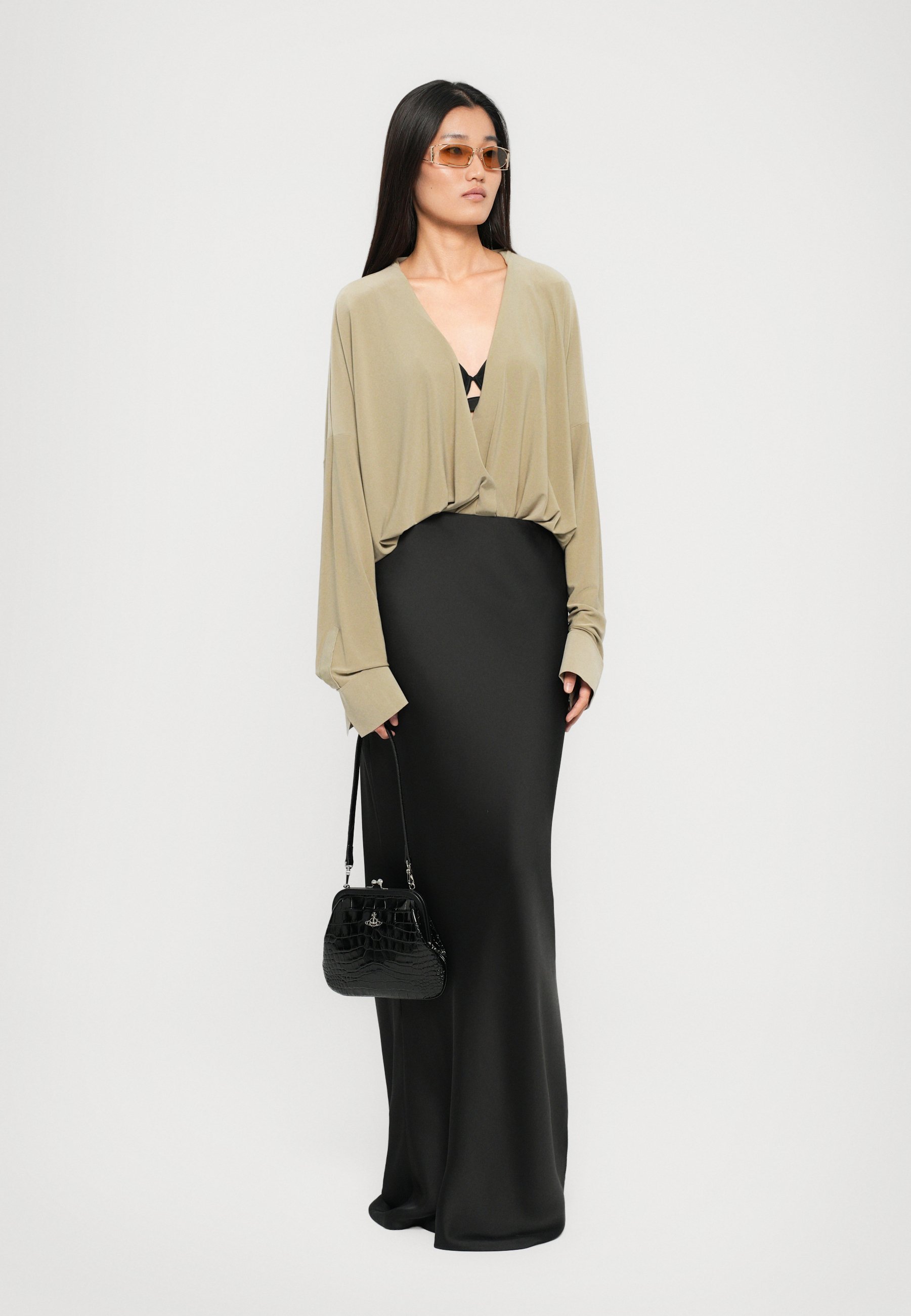 Norma Kamali SUPER OVERSIZED BOYFRIEND SHIRT - Top met lange mouwen - goudkleurig