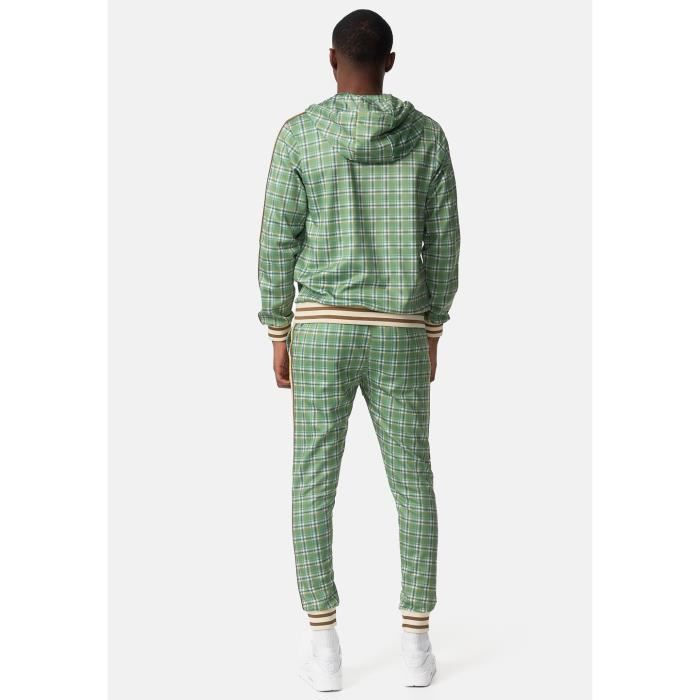LONSDALE Survêtement homme slim fit vert/jaune - veste à capuche & pantalon Interlock