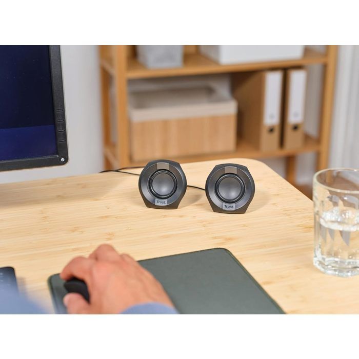 Enceinte PC Compacte 2.0 - Trust - 8W - USB - Jack AUX 3.5 mm - Contrôle Volume Fil