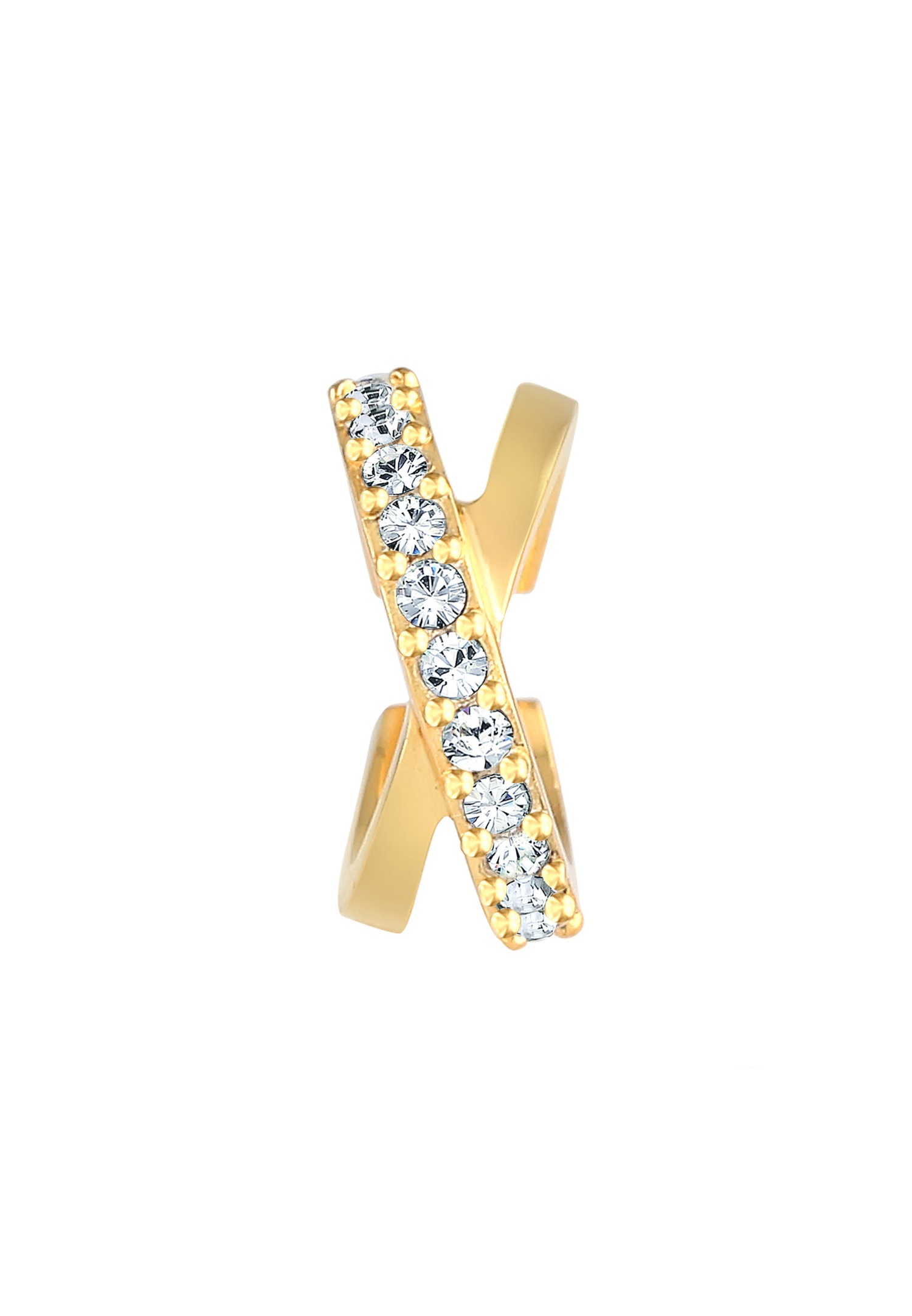 Elli Couvre-oreilles pour dames croisé élégant avec cristaux en argent 925 Sterling