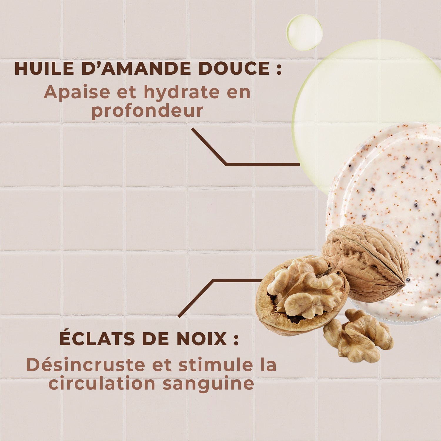 Energie Fruit soin exfoliant solide - eclat de noix & huile amande douce - parfum cacao